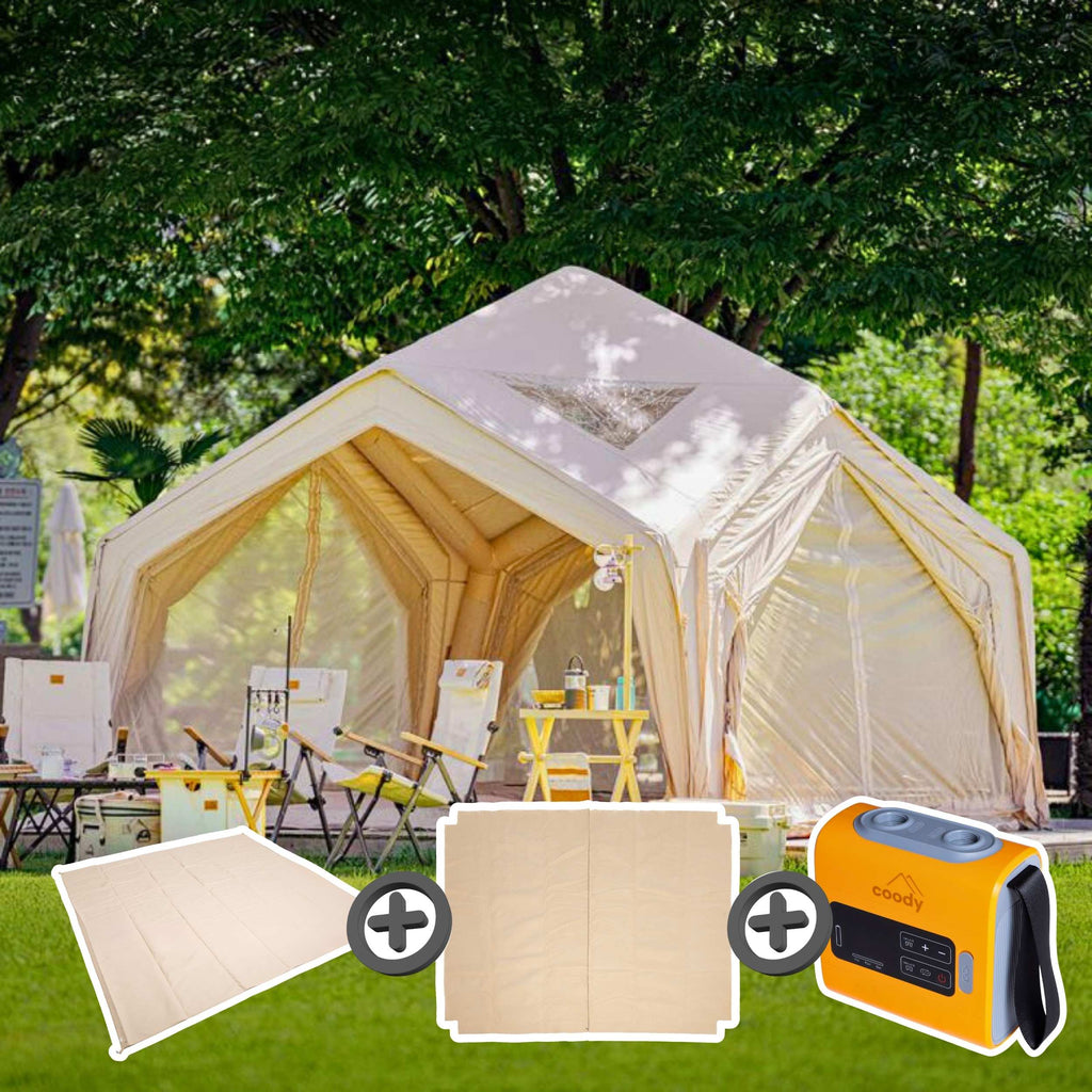 Coody Hub Inflatable Tent Beige | Quick Pitch 4-Season Inflatable Camping Tent