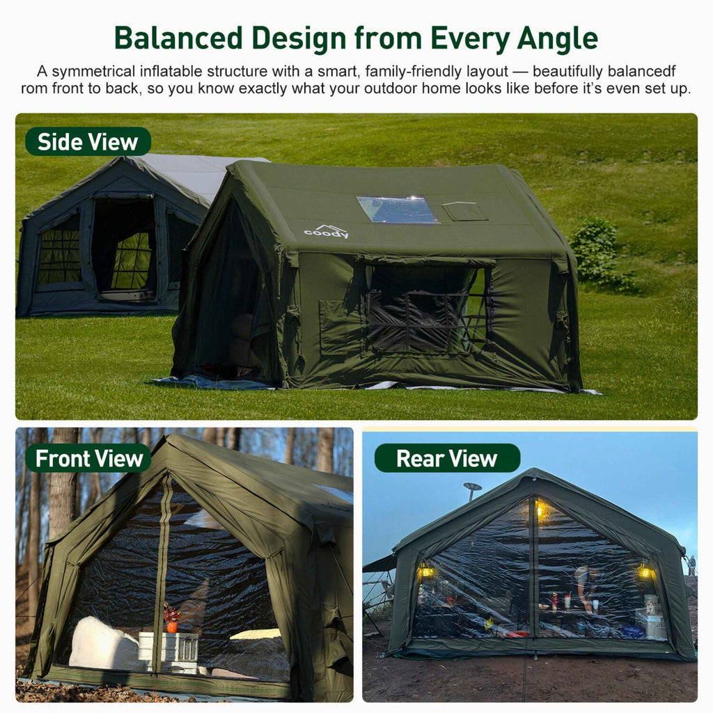 Coody 10.0 Inflatable Tent Gray | Mid-Size Quick Setup 4-Season Inflatable Glamping Tent