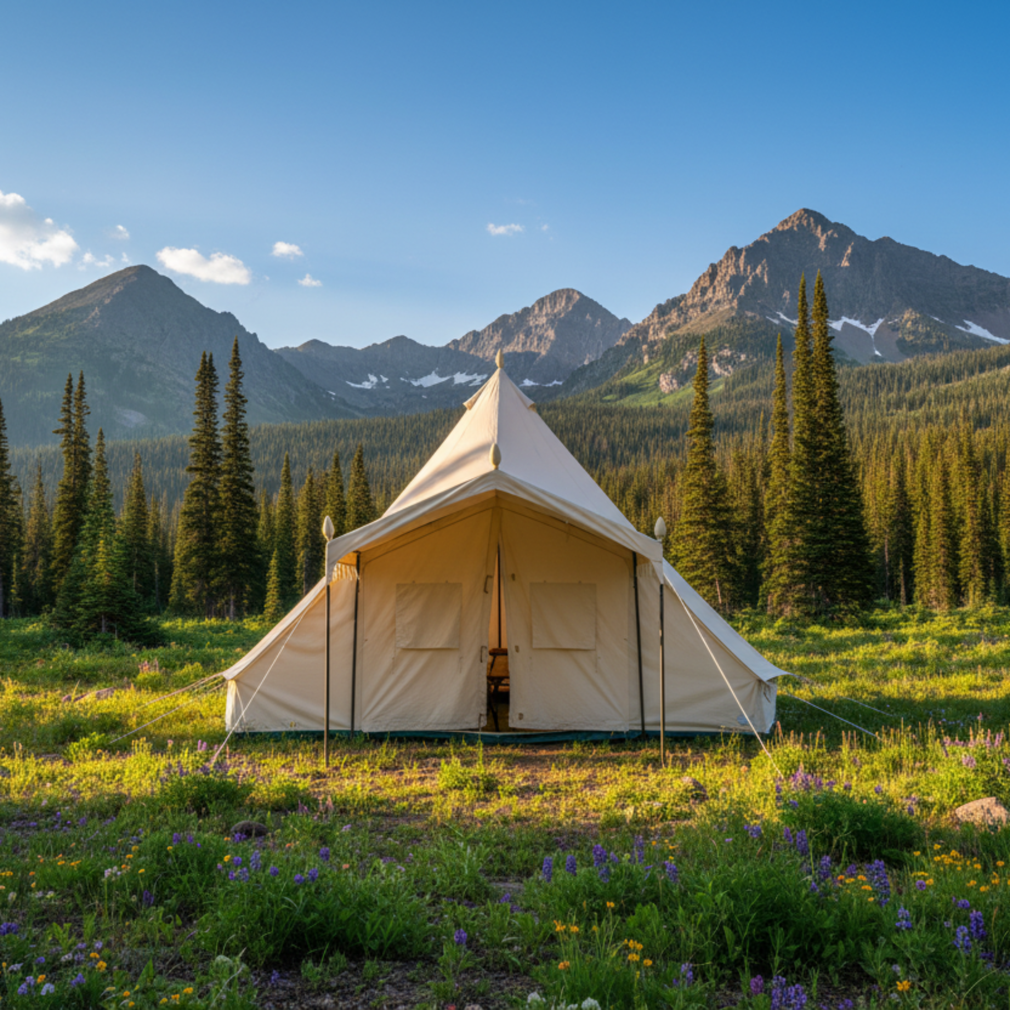 Canvas Bell Yurt Tent 13' X 19' | Heavy Duty Outdoor 4-Season Glamping Tent