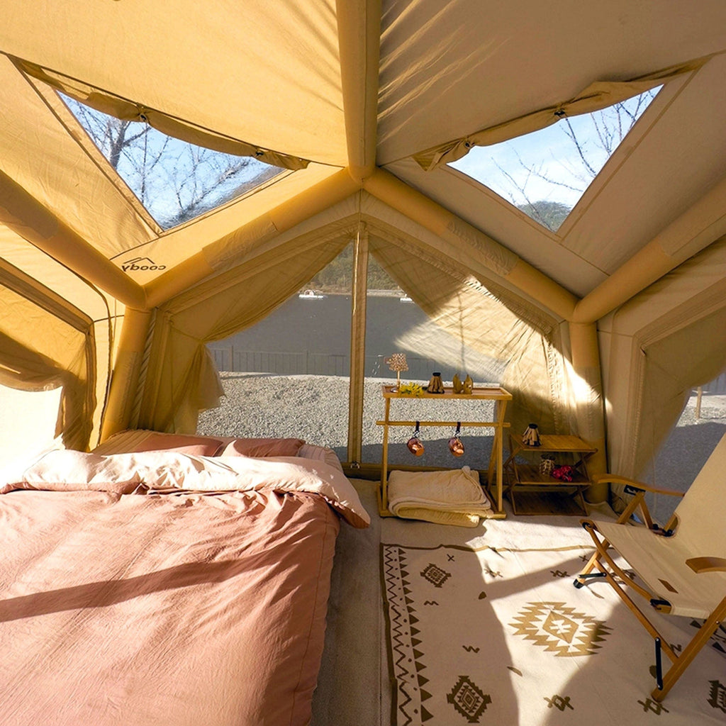 Coody Hub Inflatable Tent Beige | Quick Pitch 4-Season Inflatable Camping Tent