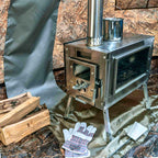 Coody Familia Airtent 17.2 + Wood Stove Kit | Forest Green Air Tent with Caminus Stove