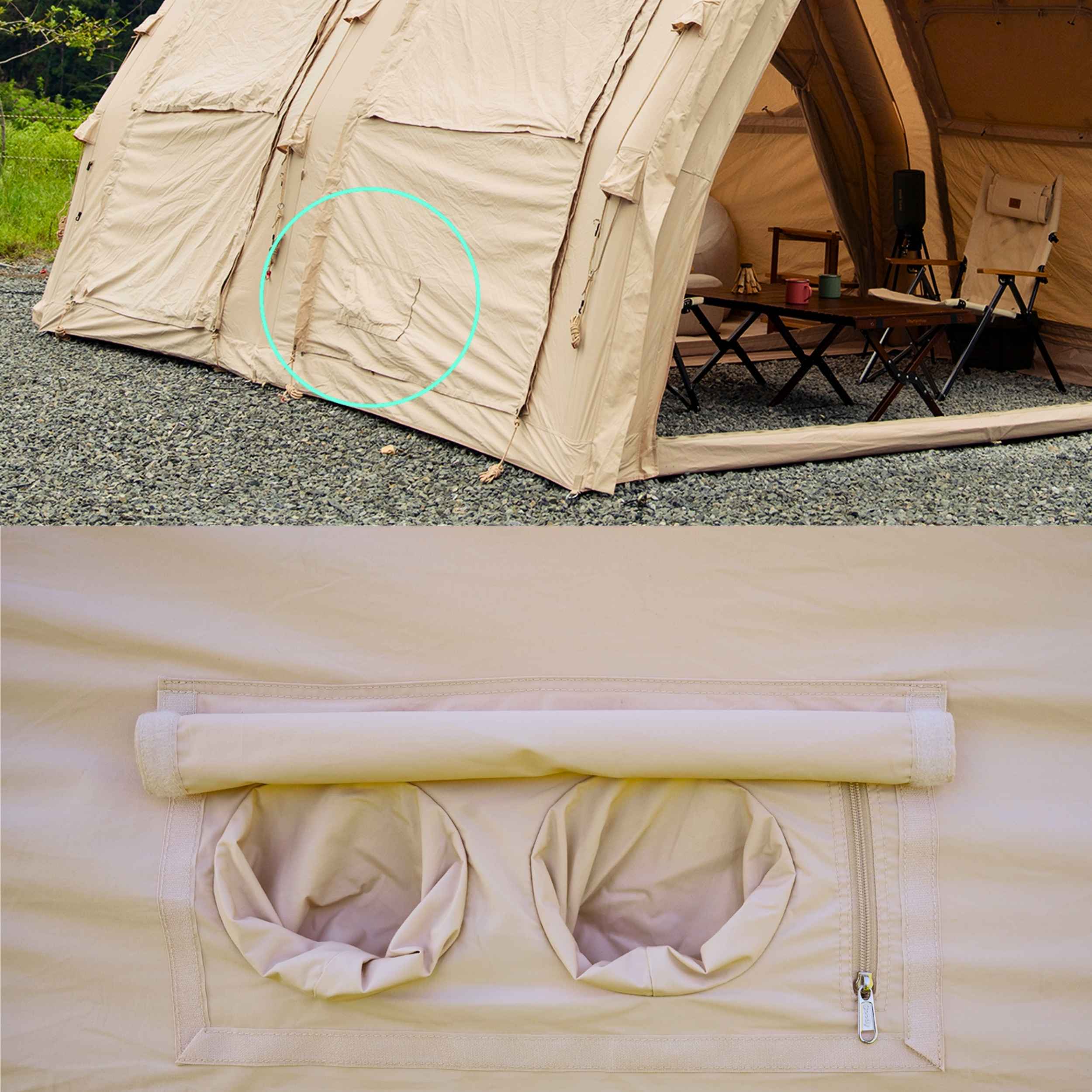 Coody Familia AirTent 17.2 Pro Beige | Premium 4-Season Inflatable Glamping Tent