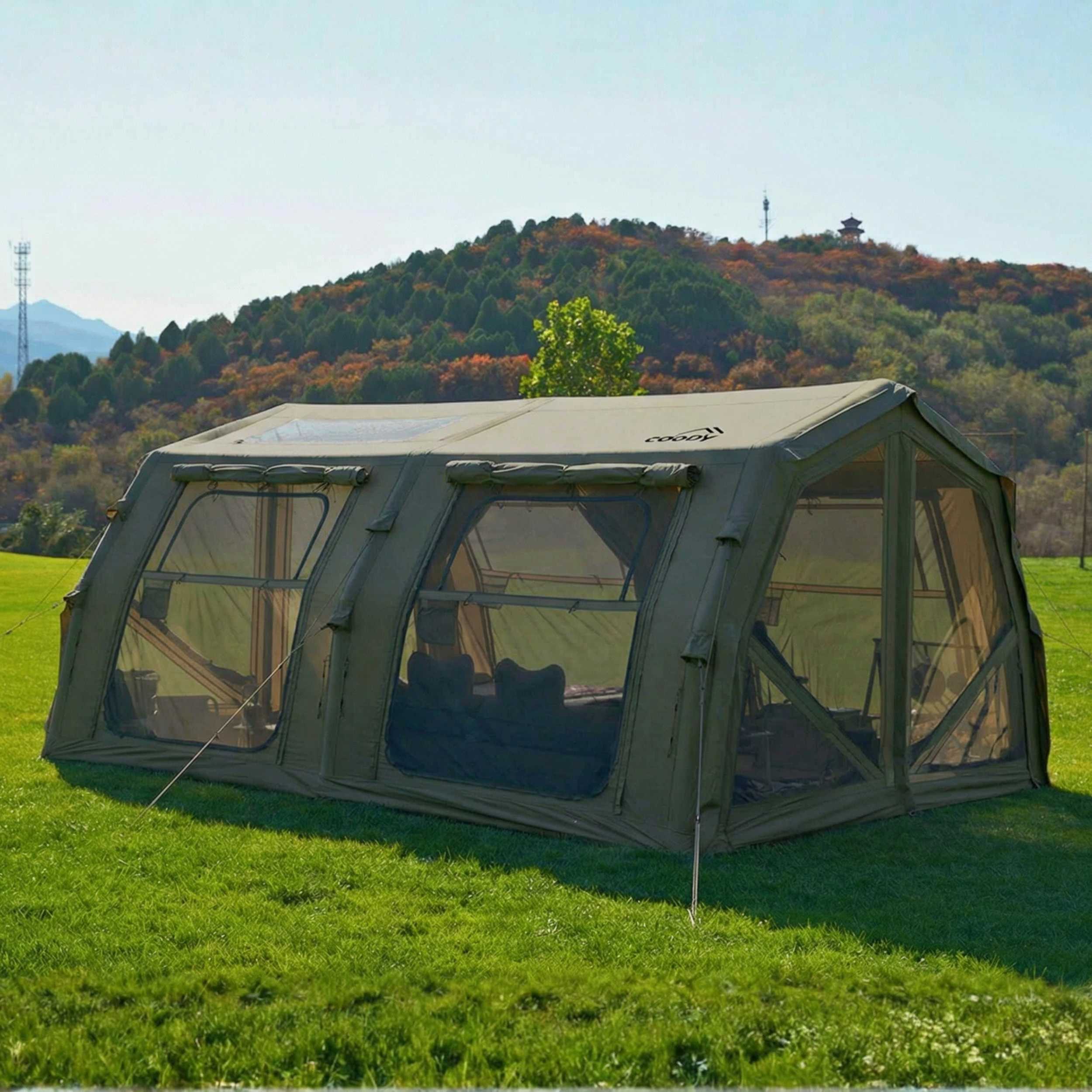 Coody Familia AirTent 17.2 Pro Forest Green | Premium 4-Season Inflatable Glamping Tent