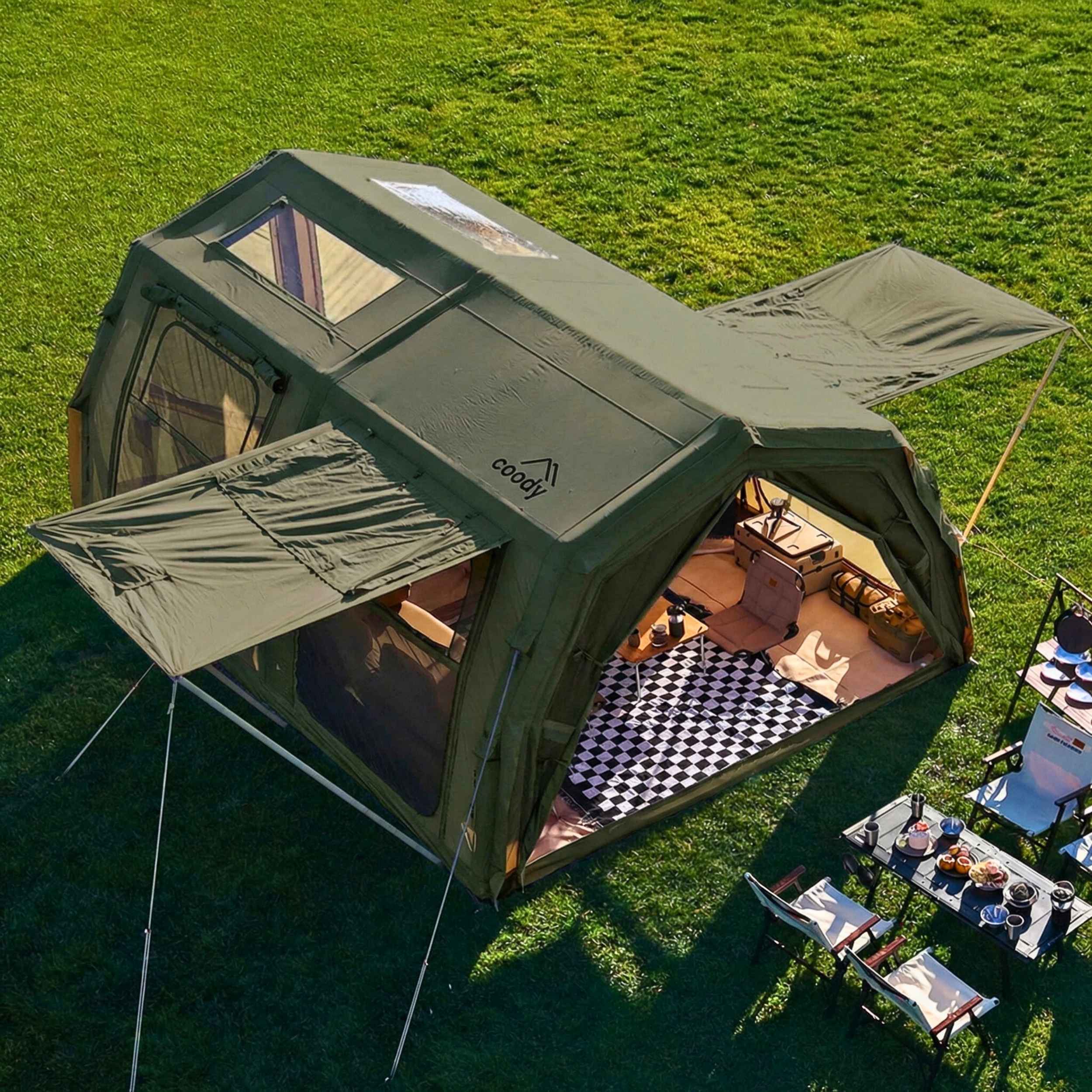 Coody Familia AirTent 17.2 Pro Forest Green | Premium 4-Season Inflatable Glamping Tent