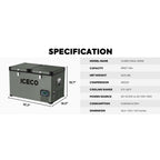 ICECO VL65 Metal 12V Fridge Freezer 65L with Cover | Dual Zone Portable Refrigerator Freezer