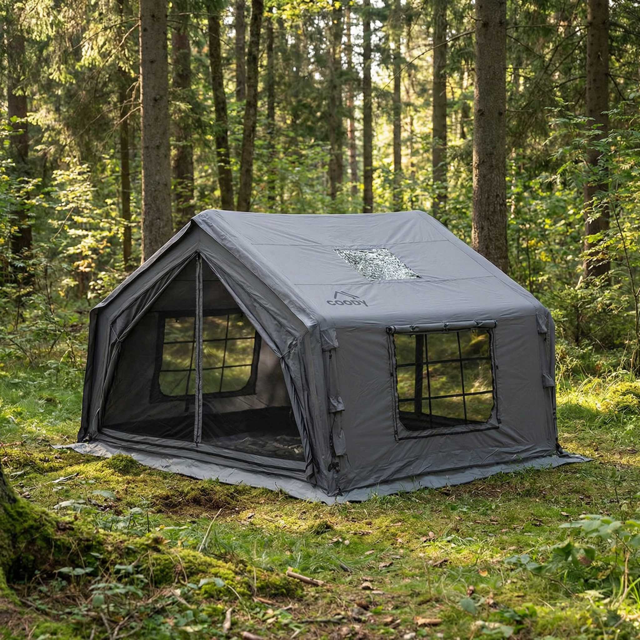 Coody 10.0 Inflatable Tent Gray | Mid-Size Quick Setup 4-Season Inflatable Glamping Tent