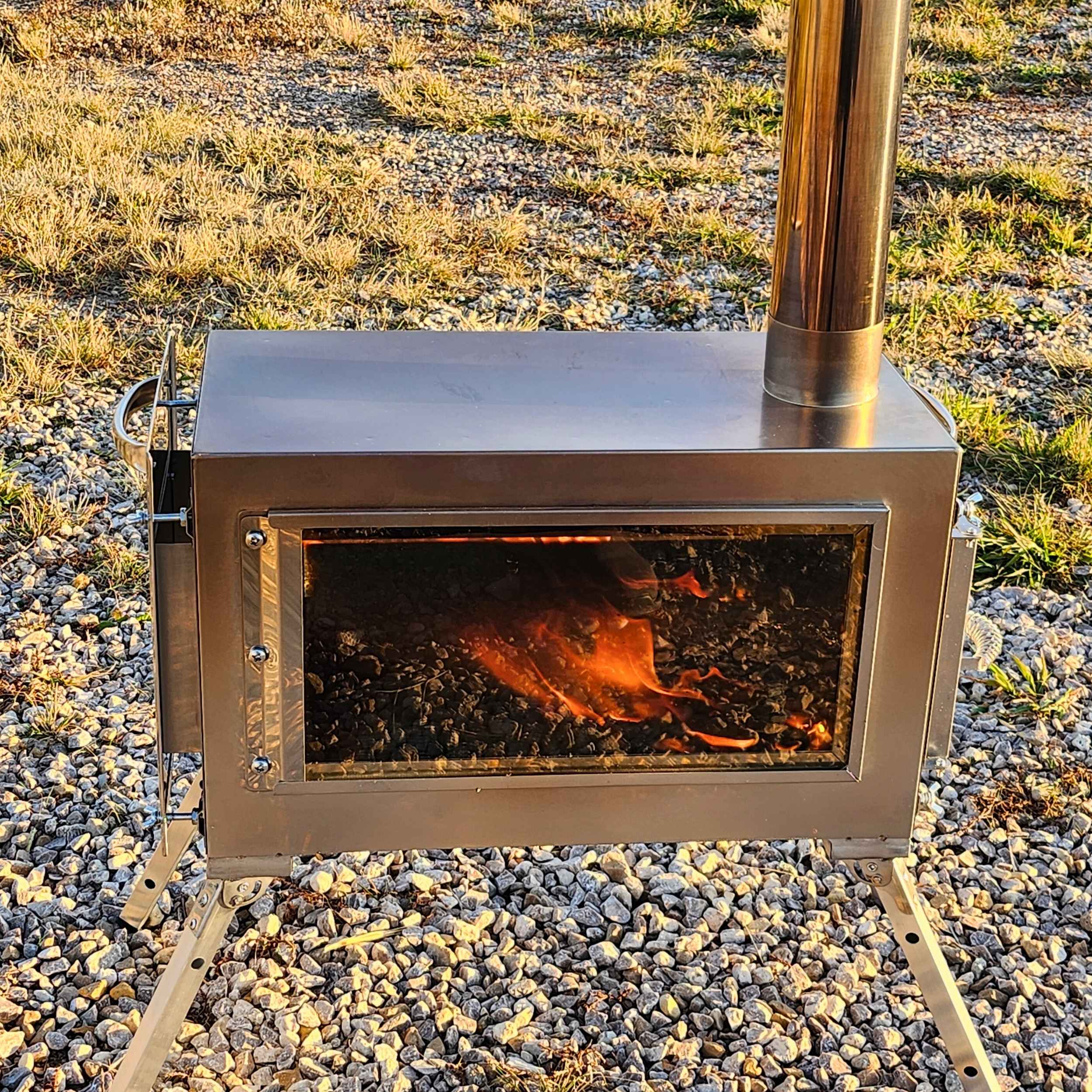 Coody Familia Airtent 17.2 + Wood Stove Kit | Forest Green Air Tent with Caminus Stove