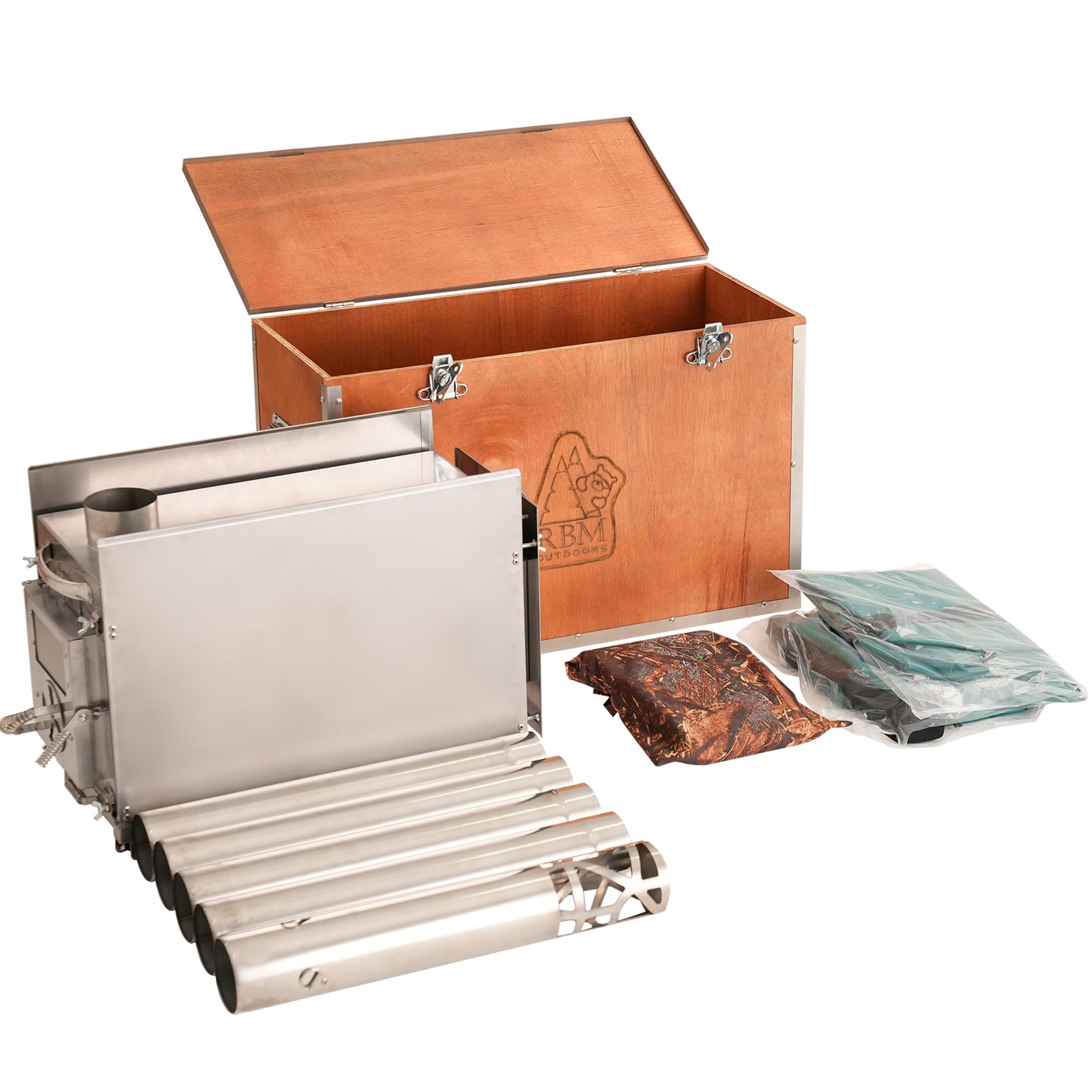 Coody Familia Airtent 17.2 + Wood Stove Kit | Forest Green Air Tent with Caminus Stove