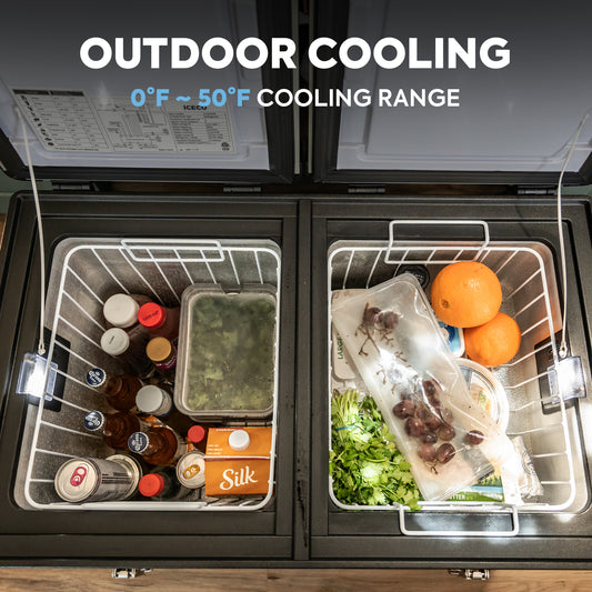 ICECO VL65 Metal 12V Fridge Freezer 65L with Cover | Dual Zone Portable Refrigerator Freezer