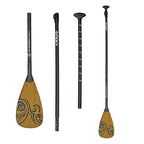 NIXY 3-Piece SUP Adjustable Pro Paddle | 100% Carbon Fiber with Bamboo Veneer Blade