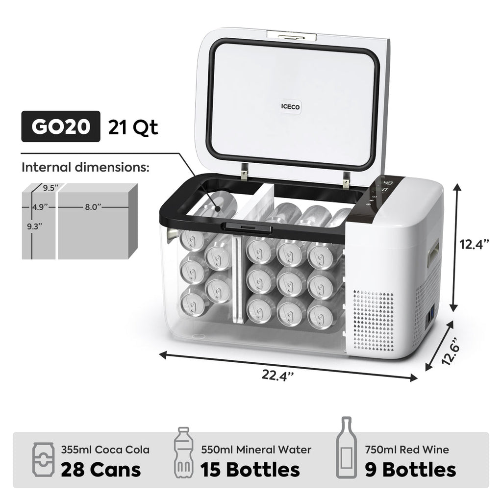 ICECO GO20 12V Portable Freezer 20L Dual Zone | App Controlled Compact Car Fridge