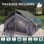 Coody Familia Airtent 17.2 + Wood Stove Kit | Forest Green Air Tent with Caminus Stove