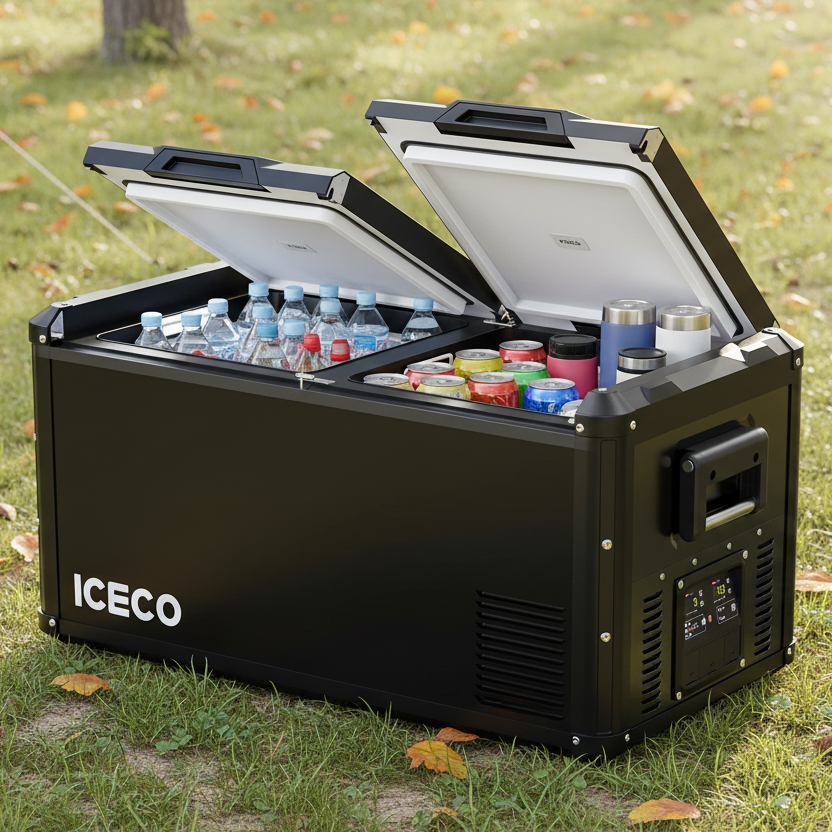 ICECO Heavy-Duty 12V Fridge Freezer 75L | Dual Zone Steel Series