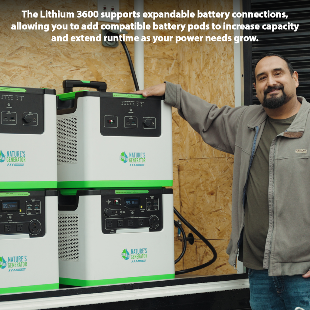 Nature's Generator Lithium 3600 Power Station | 3600W Portable Lithium Battery Backup