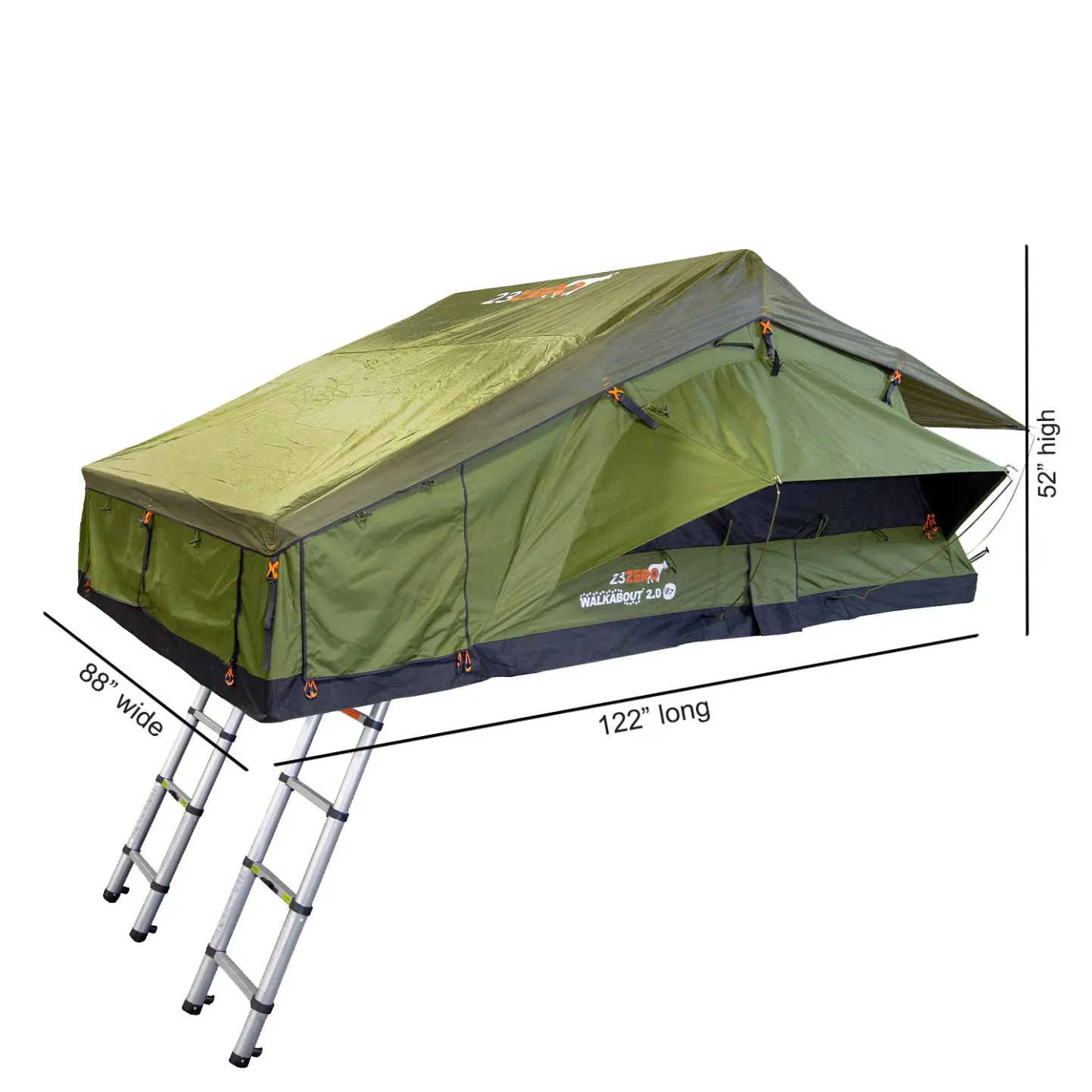 23Zero Walkabout 87 2.0 Rooftop Tent | Huge Family Size 6-Person Tent with HVAC Ports