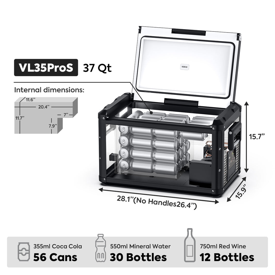 ICECO VL35ProS 12V Portable Fridge Freezer 35L Single Zone | Compact Car & Camping Refrigerator