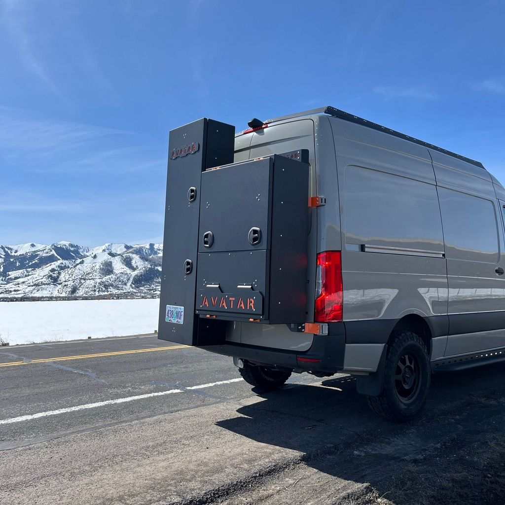 The Avatar Offroad Low Profile Ultra Rack for Sprinter Vans
