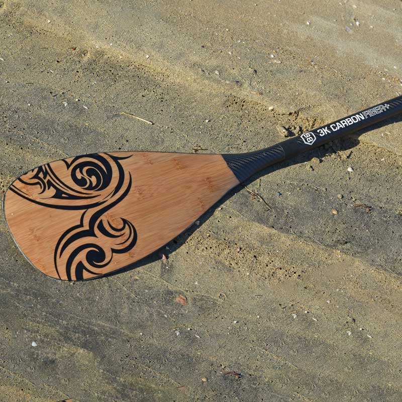 NIXY 3-Piece SUP Adjustable Pro Paddle | 100% Carbon Fiber with Bamboo Veneer Blade