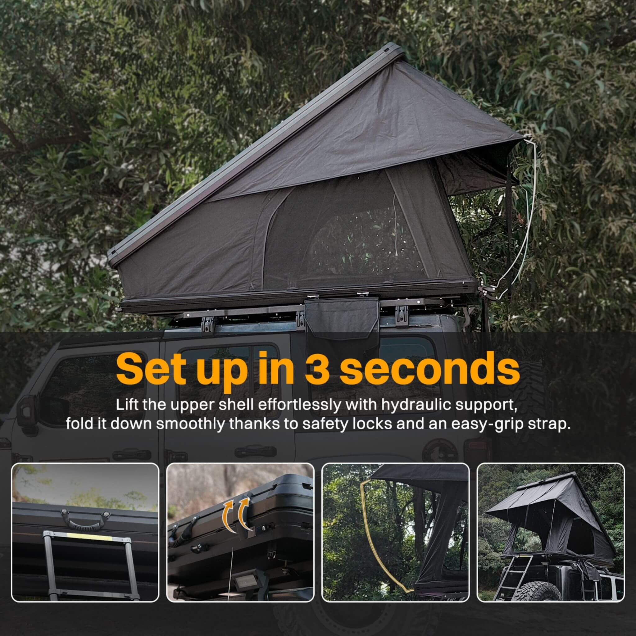 The Trailora Alpine Hardshell Rooftop Tent | 4-Season Slim Profile Overland Tent