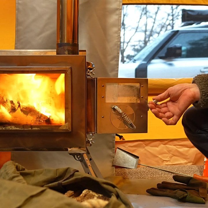 Coody Familia Airtent 17.2 + Wood Stove Kit | Forest Green Air Tent with Caminus Stove