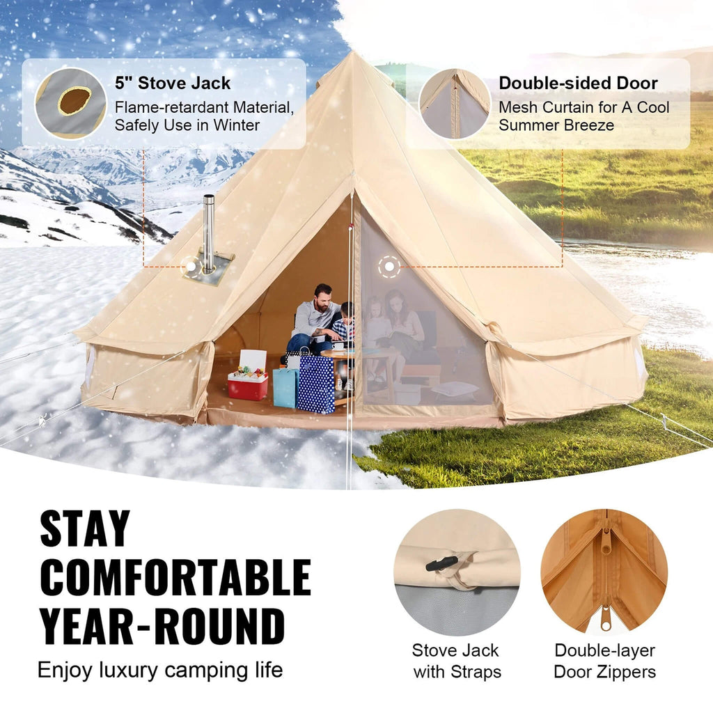 Premium 4-Season Canvas Bell Yurt Tent | Heavy Duty Cotton Canvas Glamping Tent