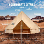 Premium 4-Season Canvas Bell Yurt Tent | Heavy Duty Cotton Canvas Glamping Tent