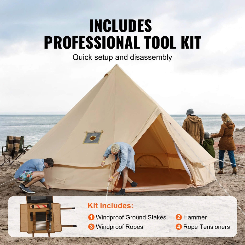 Premium 4-Season Canvas Bell Yurt Tent | Heavy Duty Cotton Canvas Glamping Tent