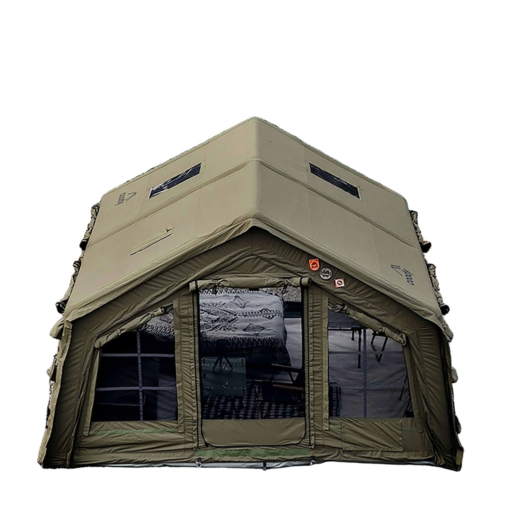 Coody Familia Airtent 17.2 + Wood Stove Kit | Forest Green Air Tent with Caminus Stove