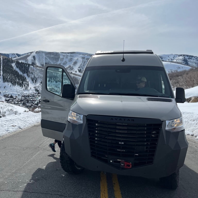 The Avatar Offroad Low Profile Ultra Rack for Sprinter Vans